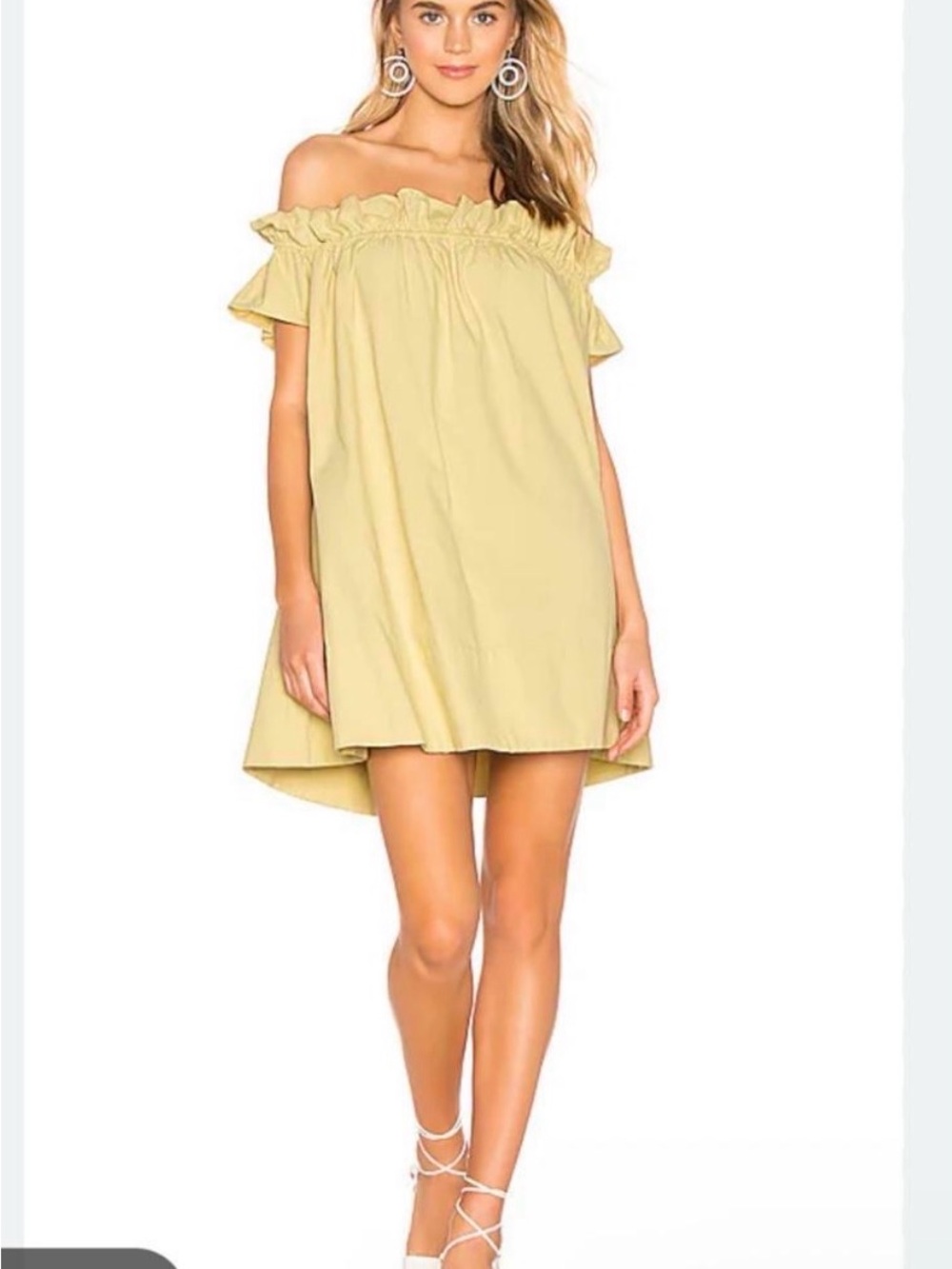 Free People Yellow Off-Shoulder Ruffle Mini Dress